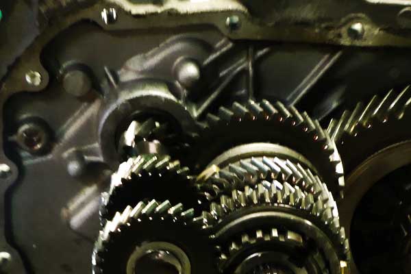 close up view of several gearbox shafts
